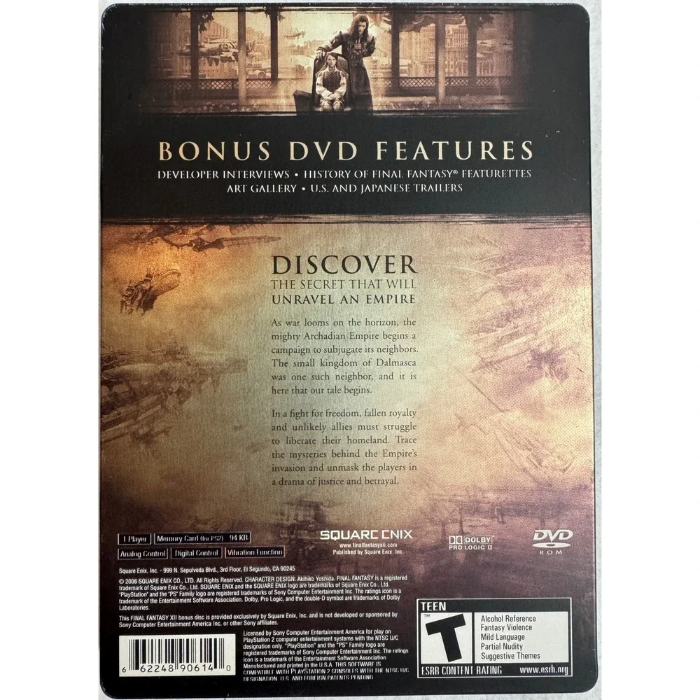 Final Fantasy XII Collector's Edition PS2 Steelbook CIB 2 Disc Manual Reg Card